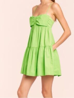 Amanda Uprichard Lime Green Tiered Mini Dress